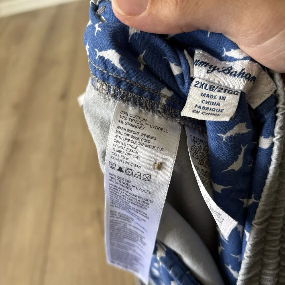 Tommy Bahama Sz 2XLB Light Weight Boracay Shorts Chino Marbling Gray Drawstring